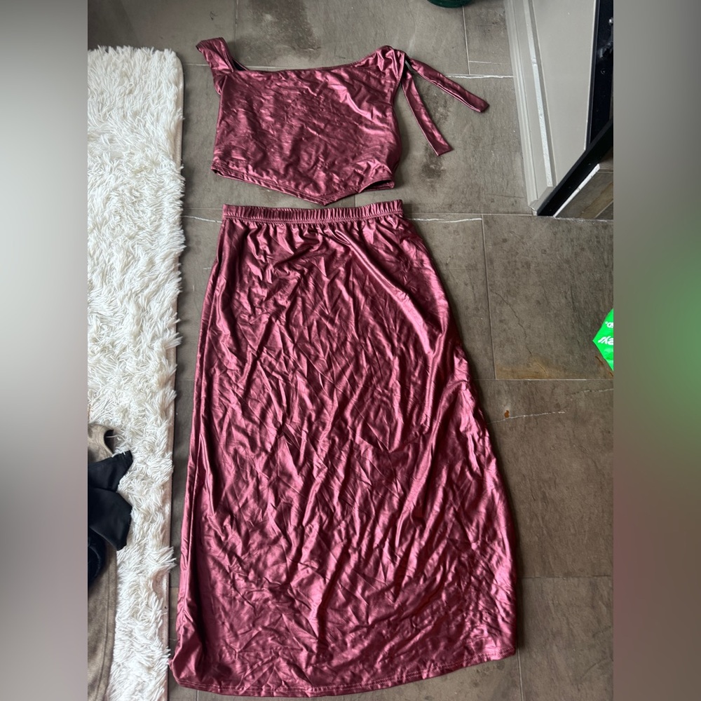 SHEIN Purple Maxi A-Line Skirt with Ruched Slit